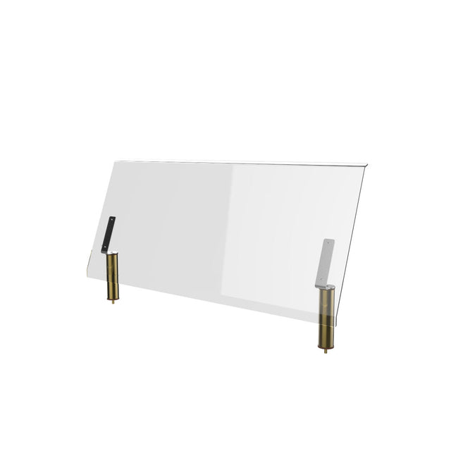 Modular High Profile Acrylic & Brushed Brass Breath Guard With Opening 180.3 x 90.2cm Gap 15.2cm