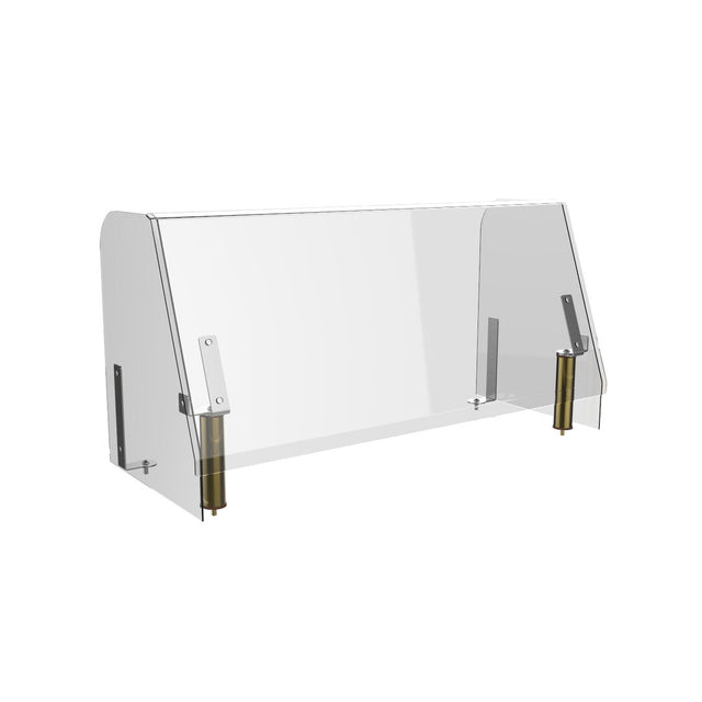 Modular High Profile Acrylic & Brushed Brass Breath Guard With Opening & End Panels 180.3 x 90cm