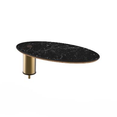 Modular Large Oval Low Display Shelf Marble Brass