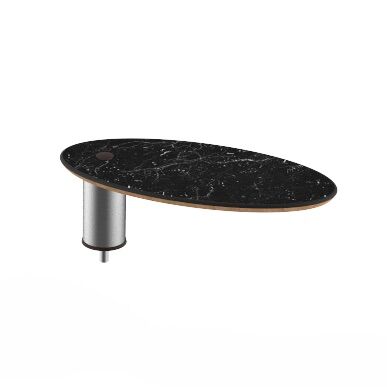 Modular Black Marble Stainless Steel Large Oval Low Display Shelf