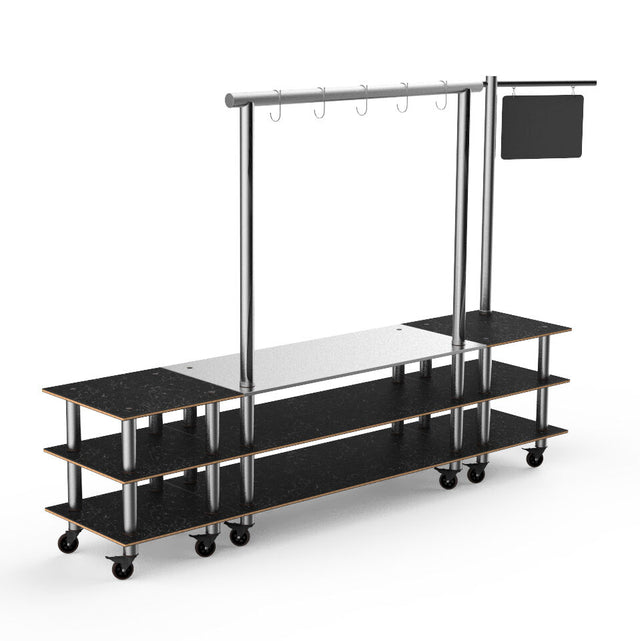 Modular Pro Salsa Bar Station Marble SS on Casters