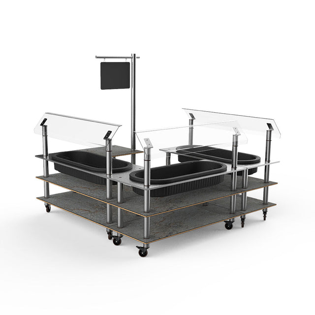 Modular Grey Slate Brushed Stainless Steel Self Service Chilled Salad Station on Castors LW255.3 H1