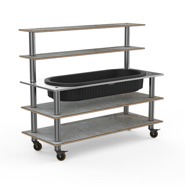 Modular Pro Back Bar With Ice Well Grey Slate Stainless Steel on Casters