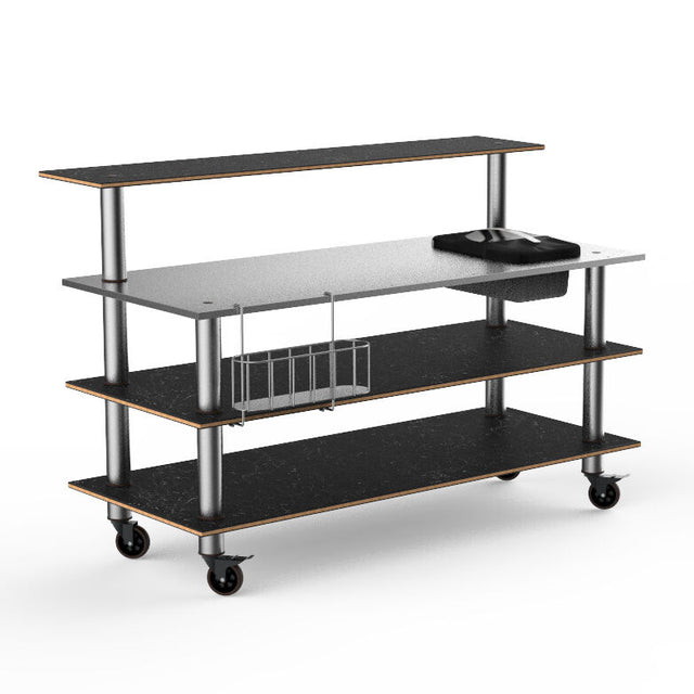 Modular Pro Bar Ice Bin SS Top Black Marble SS Casters