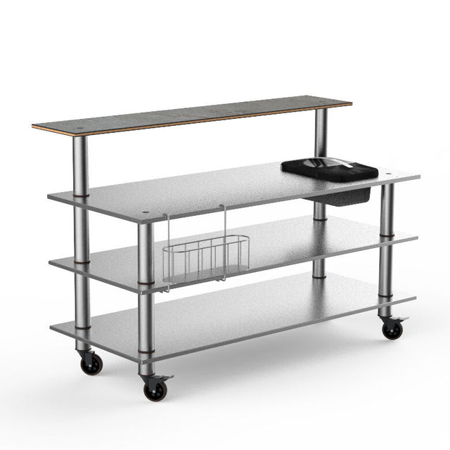 Modular All Stainless Pro Bar Station Grey Slate SS on casters