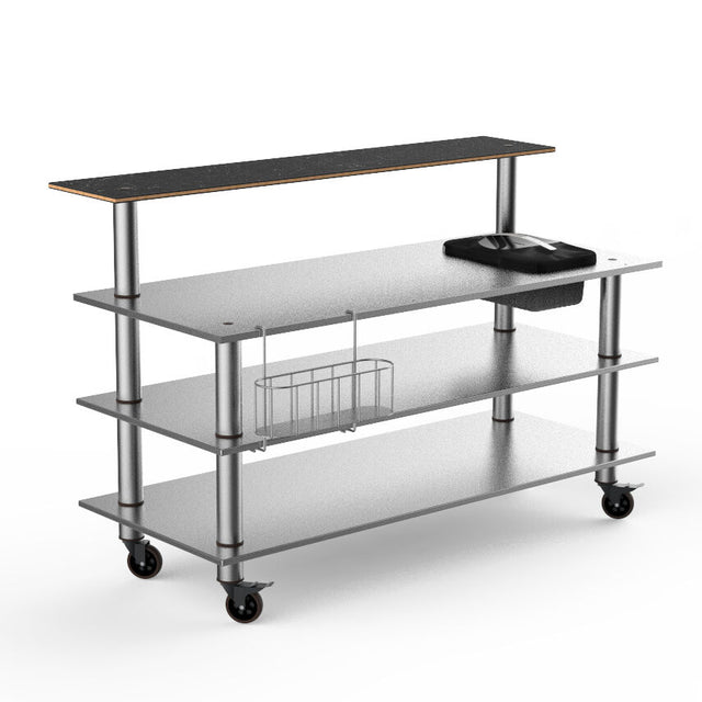 Modular All Stainless Pro Bar Station Marble SS on Casters