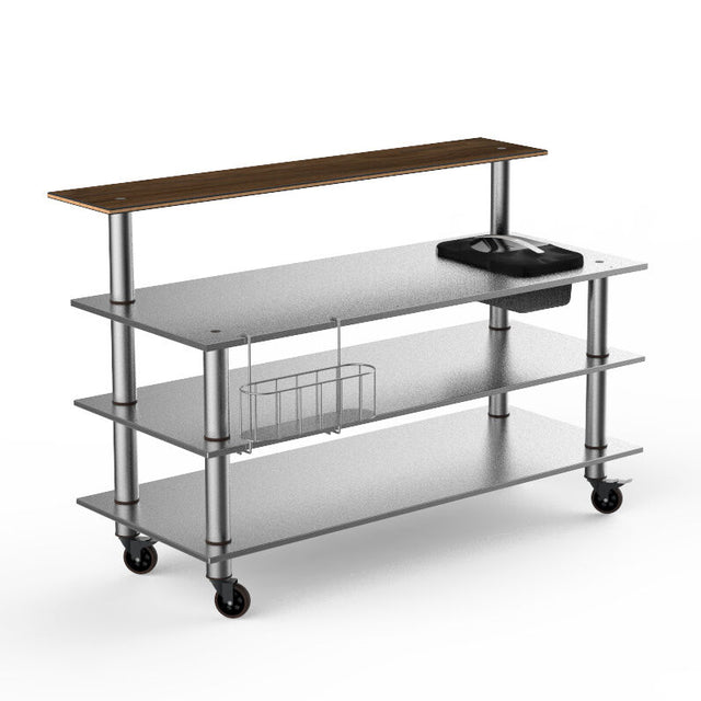 Modular Stainless Steel Pro Bar Station Mango Wood Stainless Steel Casters