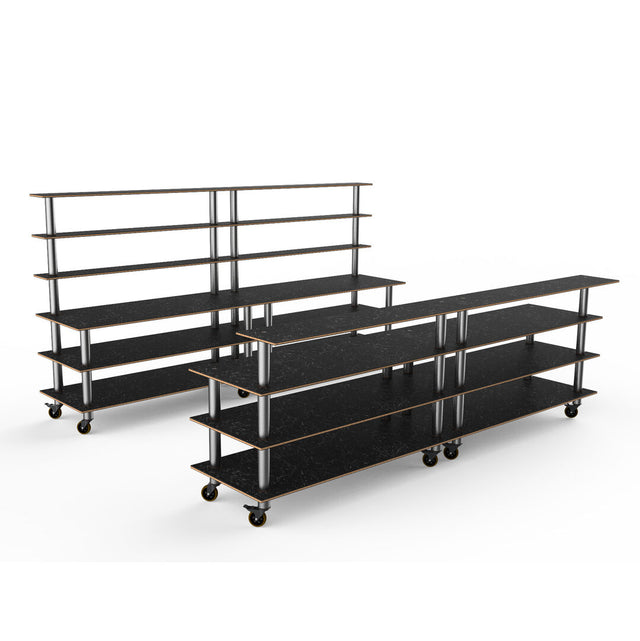 Modular Double Bar Station Marble SS on casters