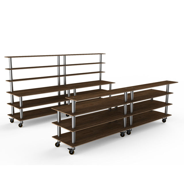 Modular Double Bar Station Mango Wood Stainless Steel Casters