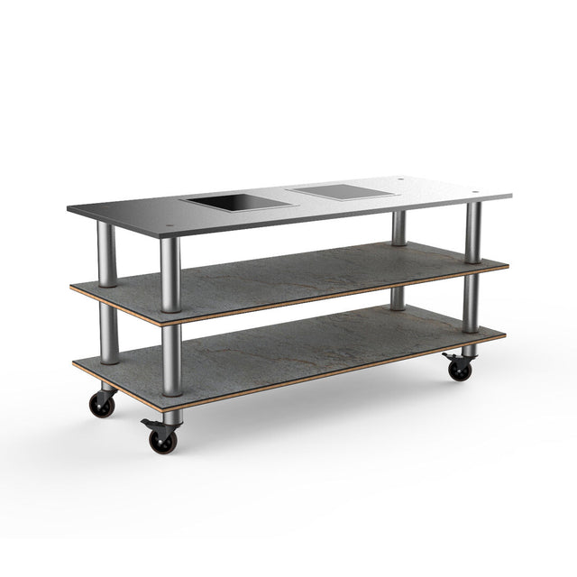 Modular Stainless Steel Top Grey Slate Casters Pro Cooking Induction