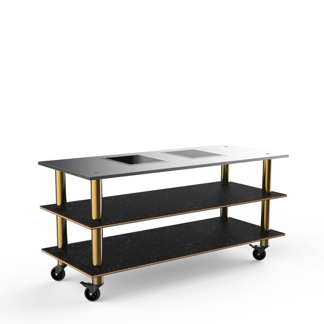 Modular Pro Cooking Induction SS Top Marble Brass Casters