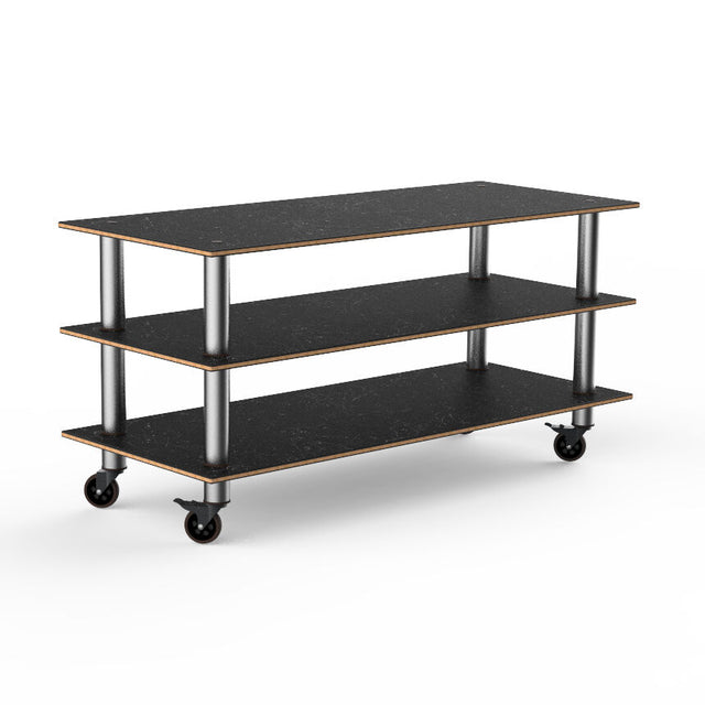 Modular Classic Black Marble Stainless Steel Large Unit on Casters