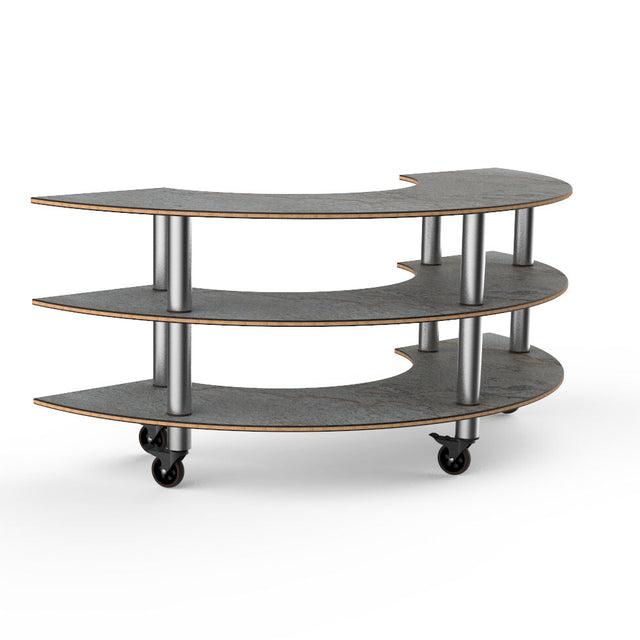 Modular Creative Grey Slate Stainless Steel Curved Unit on Casters