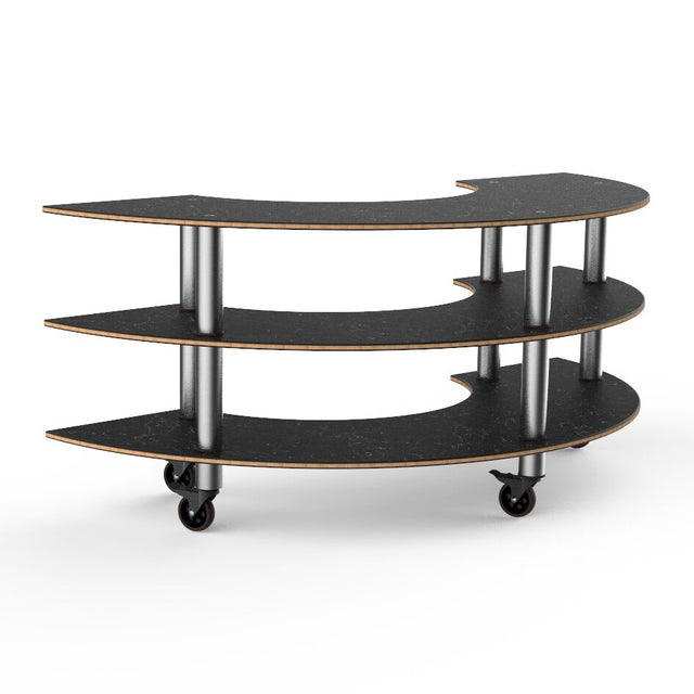 Modular Creative Black Marble Stainless Steel Curved Unit on Casters