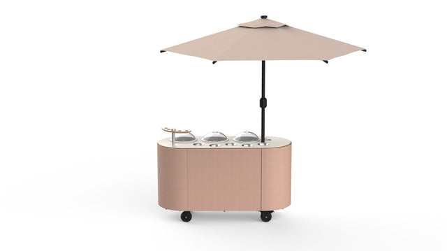 Oval Vanilla & Cream Gelato Cart with Umbrella (Excl. Gelato Bins)