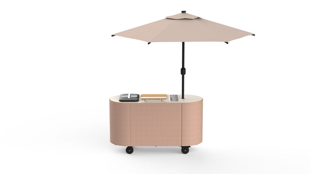 Oval Vanilla & Cream Cocktail Cart with Umbrella