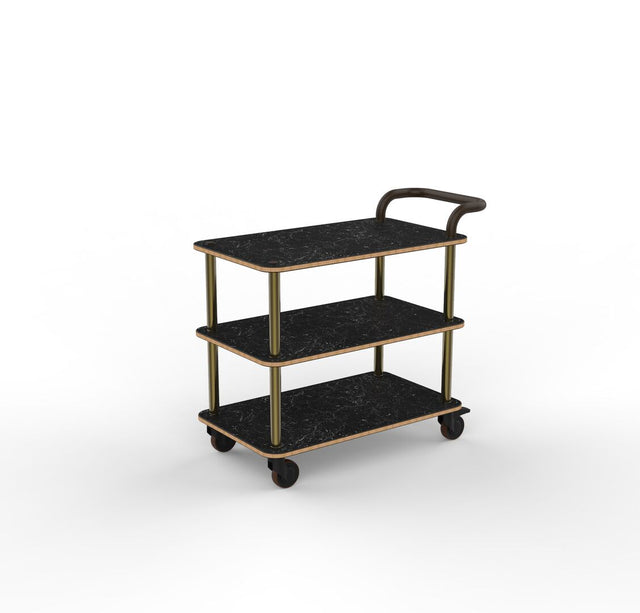 Roll'n Service Cart Marble Brass