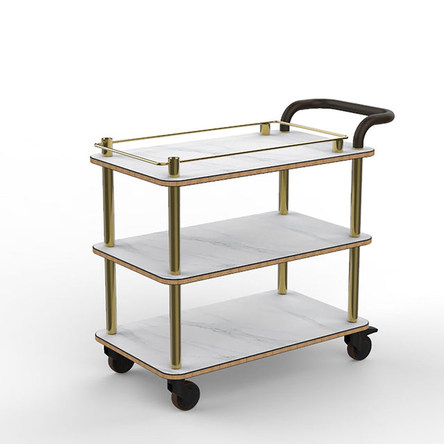 Roll'n Top Border Cart White Carrera Brushed Brass