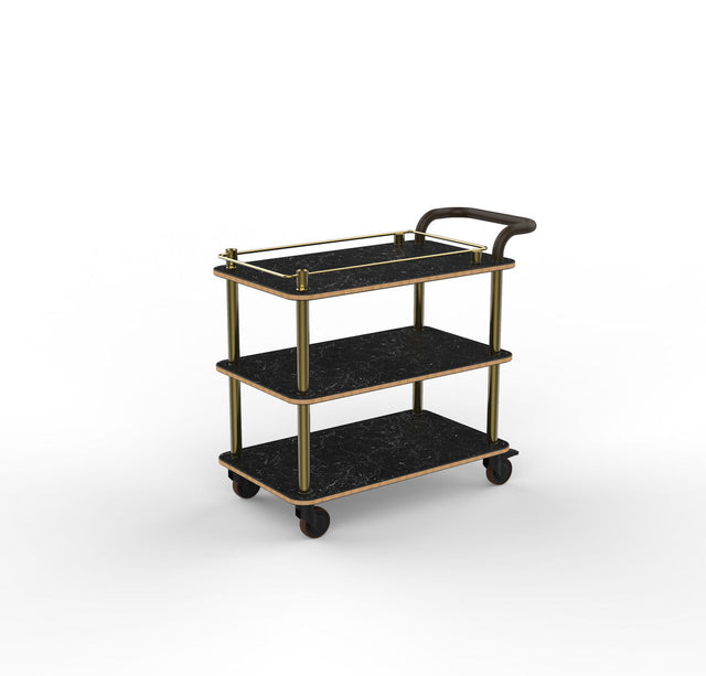 Roll'n Top Border Cart Marble Brass