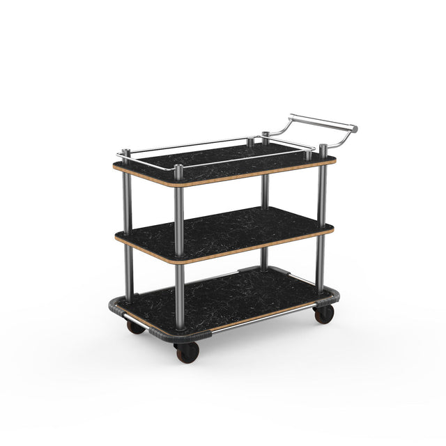 Roll'n Black Marble Stainless Steel Top Cart w/Stainless Steel Handle & Heavy Duty Bumber