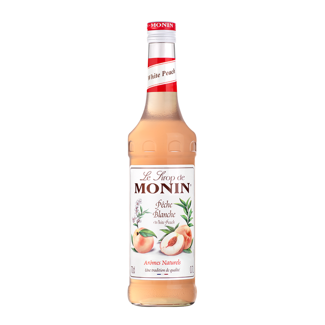 Monin White Peach Syrup 70cl label