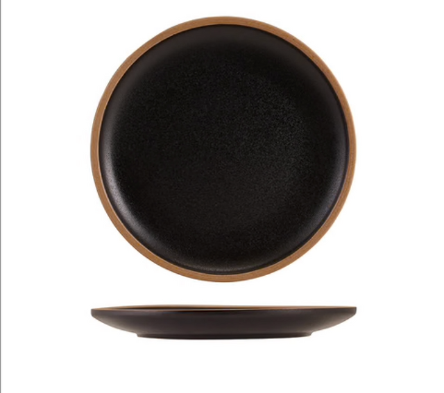 GenWare Kava Black Stoneware Coupe Plate 26cm - Pack 6
