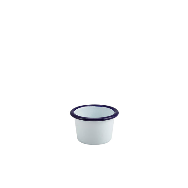 Enamel Ramekin White with Blue Rim 7cm Dia 90ml/ 3.2oz2