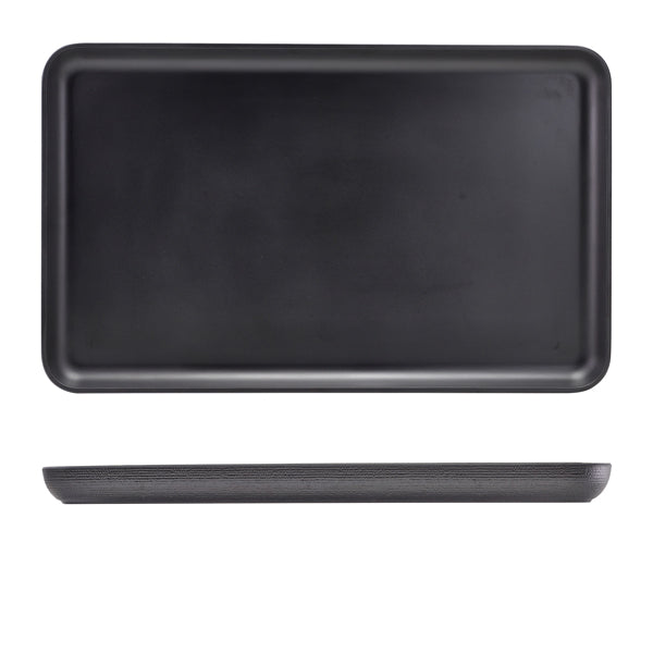 GenWare Melamine Black Jute Platter GN 1-1 - Pack 1