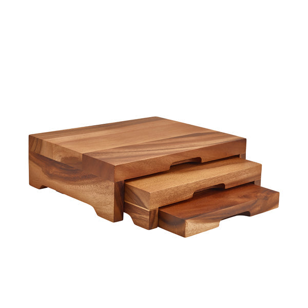 GenWare Acacia Wood Stepped Display Stand GN 1-2 - Pack 1