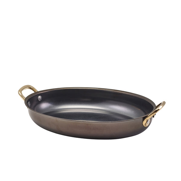 GenWare Black Vintage Steel Oval Dish 24.5 x 17.5cm - Pack 6