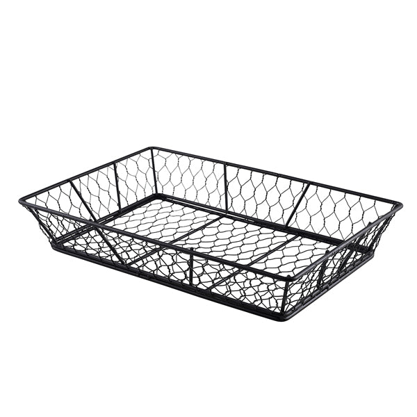 Genware Rectangular Black Wire Basket 31.5 x 21.5 x 6cm