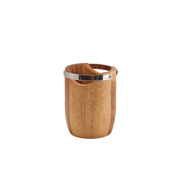 GenWare Acacia Wood Cutlery Cylinder with Metal Handles - Pack 1