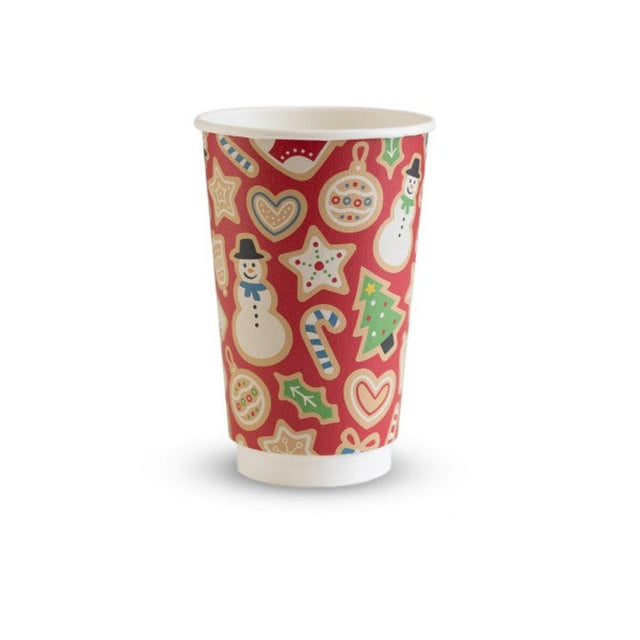 Vegware 16oz Compostable Double Wall Christmas Cup