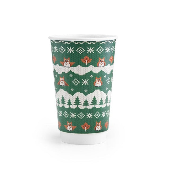 Vegware 16oz Compostable Double Wall Owl Jumper Cup