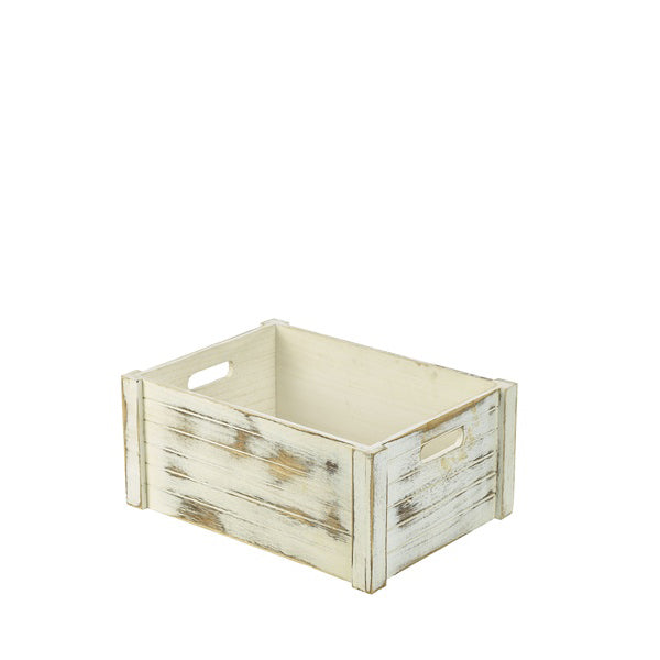 Wooden Crate White Wash Finish 41 x 30 x 18cm