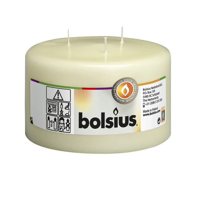 Bolsius Mammoth 3 wick Ivory Pillar Candle 100/150mm