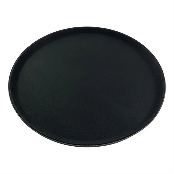 16 Inch Round Black Plastic Non Slip Tray